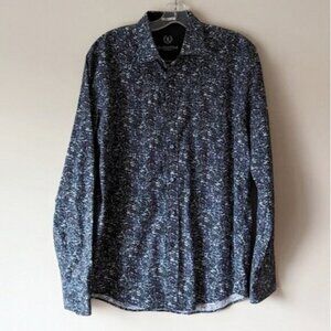 Bugatchi 100% cotton speckled abstract print button down dress shirt